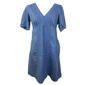 𝅺banana republic Small dress chambray prairie style